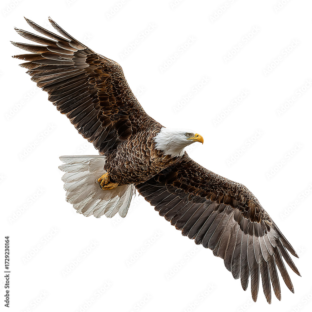 Fototapeta premium Bald eagle (Haliaeetus leucocephalus) in flight, side view