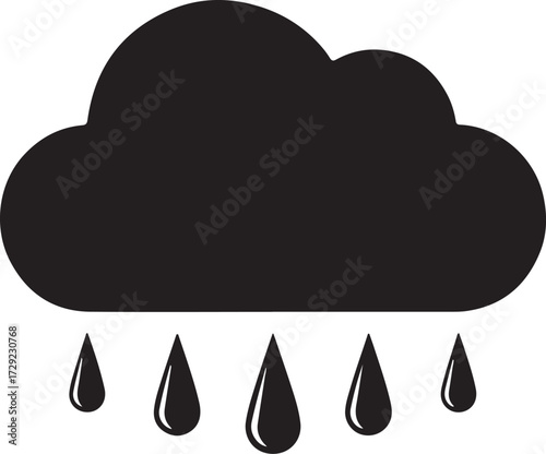 Rain Cloud and Droplets Icon Vector Weather Forecast Clip Art