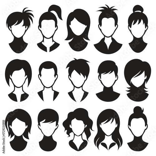 Female Hairstyle Silhouettes Collection – Ponytail, Bun & More