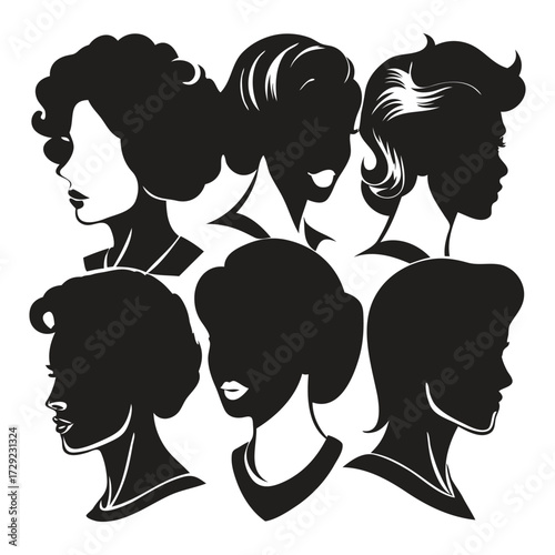 Female Hairstyle Silhouettes Collection – Ponytail, Bun & More