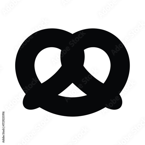 Minimalist black and white pretzel icon with smooth curved edges and geometric cutout vector silhouette design