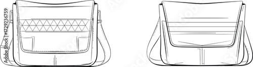 Handbag fashion illustration, front view design, shoulder bag drawing, flap pocket detail, accessory sketch, women’s purse template, product concept, fashion accessory