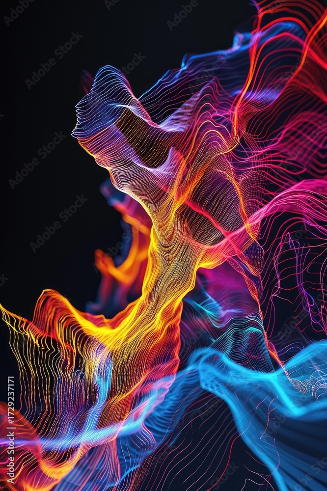 Obraz premium Vibrant abstract digital waves in motion