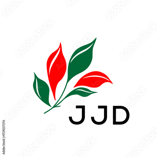 JJD Nature Inspired Minimalist Logo Template, JJD Later Logo, Elegant Botanical Logo with Abstract Leaves, 
