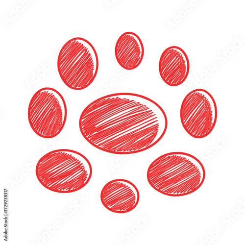 Draw red blood cells in a sketch style with bold red shading and white background.