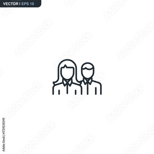 Management team leader, linear style sign for mobile concept and web design
