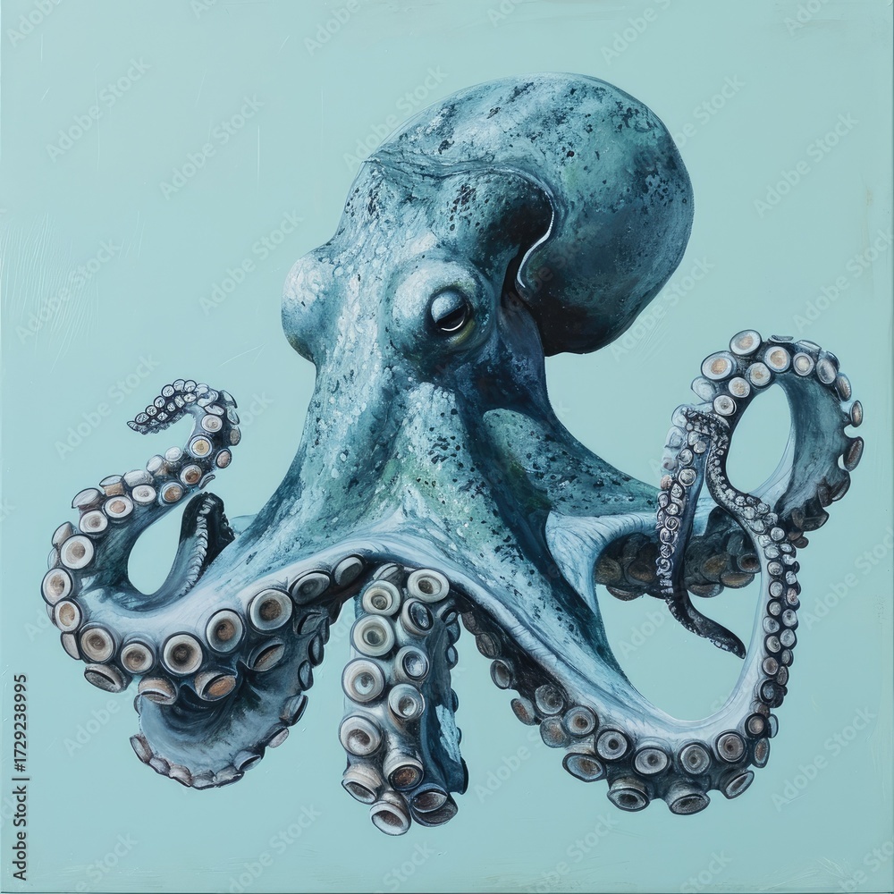 Obraz premium Realistic octopus artwork on a tranquil background