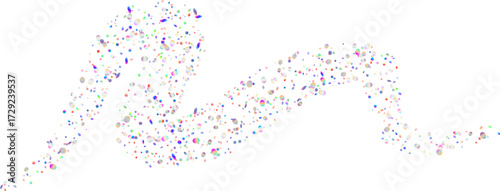 Colorful glitter confetti wavy smooth flying line festive isolated. Confetti explosion decoration greeting card
