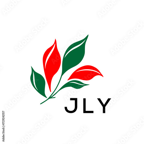 JLY Nature Inspired Minimalist Logo Template, JLY Later Logo, Elegant Botanical Logo with Abstract Leaves, 
