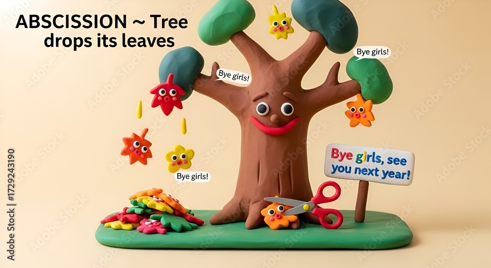 Naklejka premium Abscission - Tree Drops Its Leaves Saying Goodbye Until Next Year