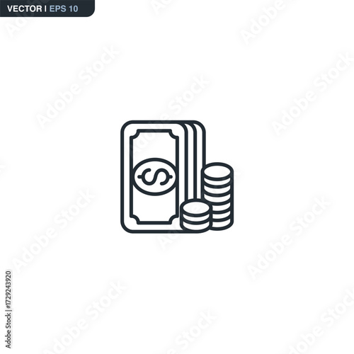 Money, linear style sign for mobile concept and web design