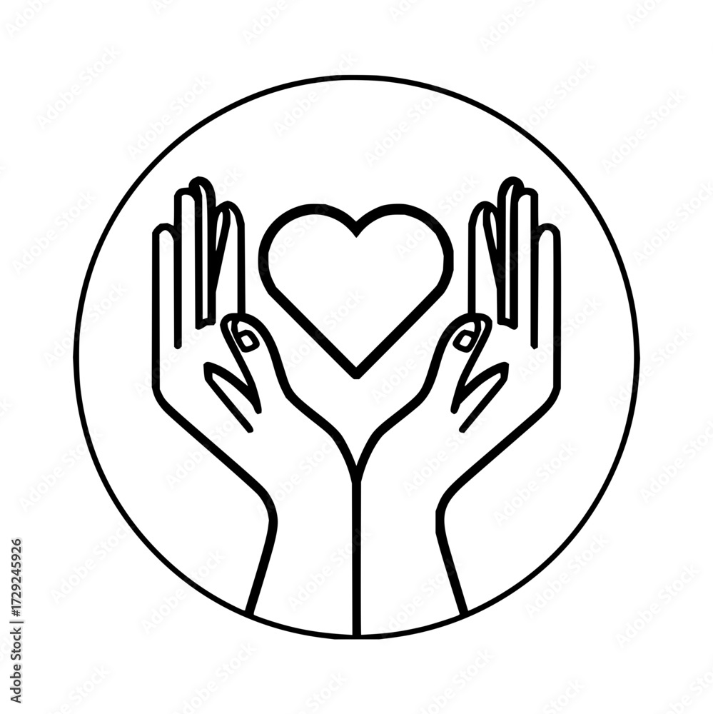 Obraz premium Hands holding heart vector illustration for love and care concept graphic design template symbol icon 100