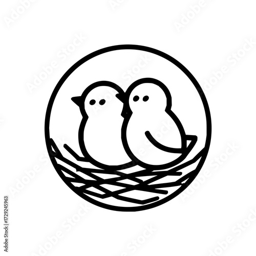 Two cute birds in nest vector illustration for logo design birdwatching and nature related graphic design 100