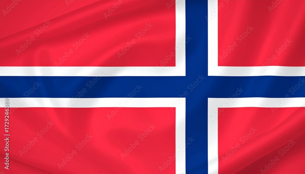 Obraz premium A blue cross edged in white stretches across red—Norway’s flag stands as a Nordic emblem of unity and quiet strength. It’s a banner of fjords and freedom, stitched with maritime legacy, cultural pride