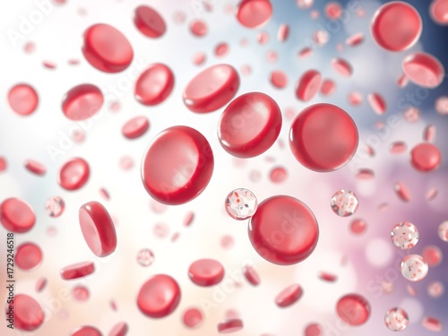 Red blood cells flowing in the bloodstream, illustration, representing healthy circulation