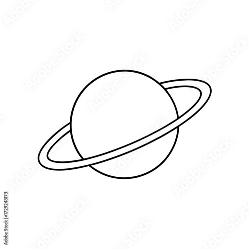 Simple outline drawing of a ringed planet silhouette