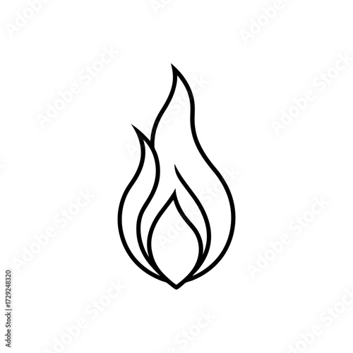 Simple black outline drawing of a flame silhouette