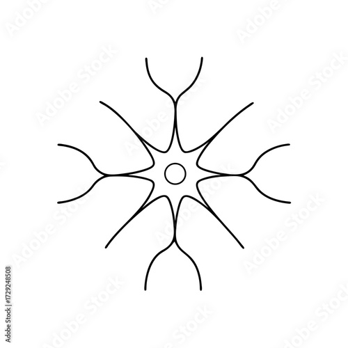 Stylized neuron with branching dendrites silhouette