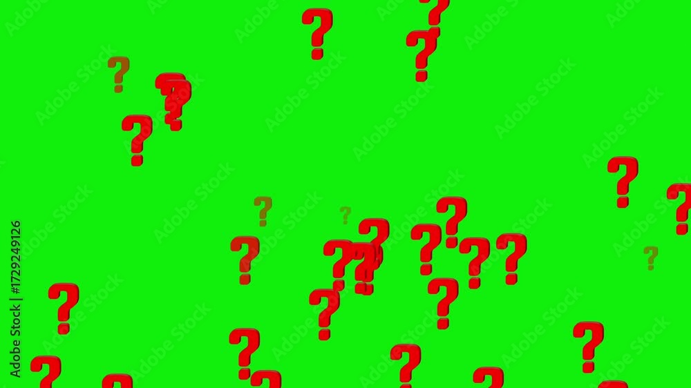 3d Red question mark floating animation on green screen background ...