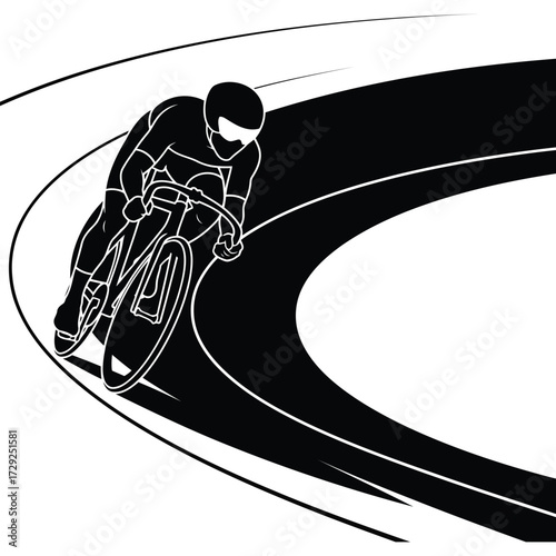 Velodrome Cycling Black and White Minimalist Illustration