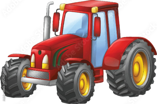 red tractor isolated on white