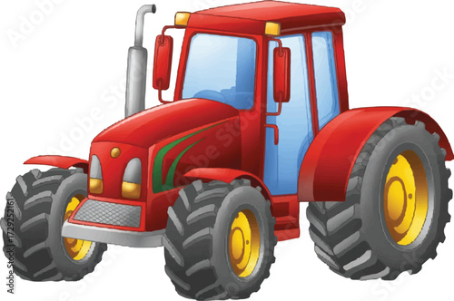 red tractor isolated on white