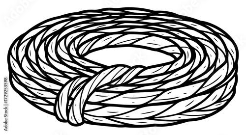 Coiled Rope in a Hand Drawn Sketch Style