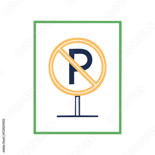 Modern no parking sign icon symbol illustration