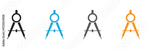 Colorful drawing compasses for precision designs. Ideal for technical illustrations, architectural plans, educational materials. Add clarity and accuracy to your projects. 
