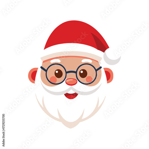 Illustration of santa claus face with glasses isolated on white background for christmas and new year celebration