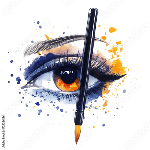 Eyeliner, watercolor painting vector, isolated on a white background.