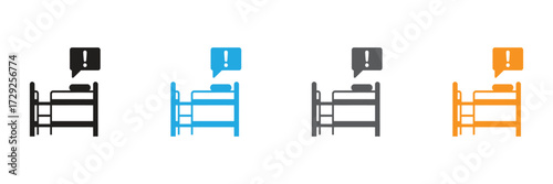 Clear alert notification icon for a bunk bed, signaling an important warning or urgent update, perfect for safety or informational graphics.