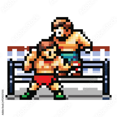 Pixel Art Wrestler Character Sprite, 16-bit Combat Sports Fighter for RPG