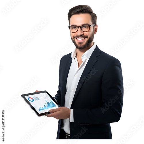 portrait of a businessman holding a newspaper