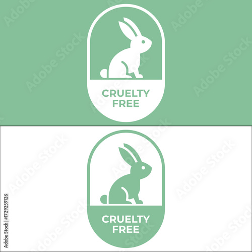 Cruelty free product label with rabbit illustration Vector