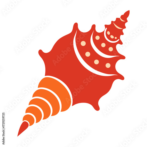 Stylized red and orange seashell illustration