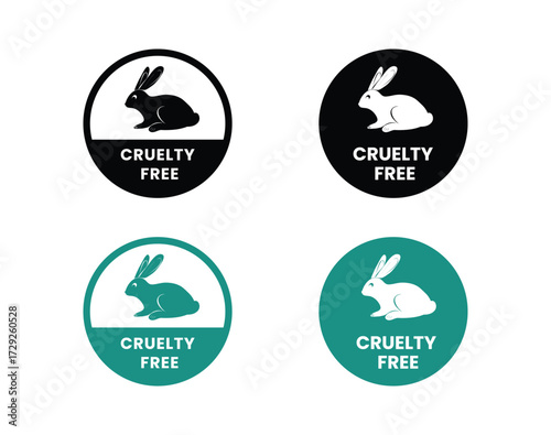 Cruelty Free label, logo, badge, icon, sticker, symbol, emblem, stamp, green, line, flat vector, isolated illustration. Cruelty free not tested on animals label for product packaging design.