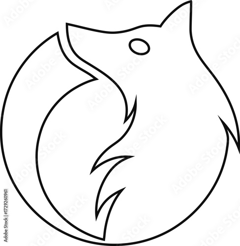 Fox, dog, wolf, jackal outline vector logo design, ideal for creative branding, tattoo art, and modern minimalist graphics.