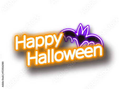 ネオンサイン風のハロウィンのイラスト
