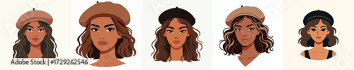 Vector Avatar of a woman with bobbed hair wearing a choker
