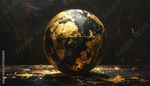 Golden Earth on a dark, textured surface