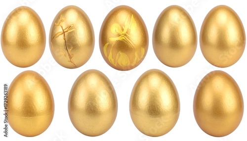 Golden Easter eggs with decorative patterns