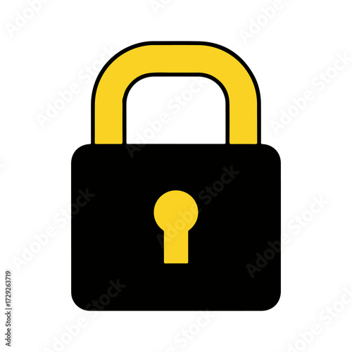 Secure Digital World A Simple Vector Illustration of a Closed Padlock for Cybersecurity and Protection