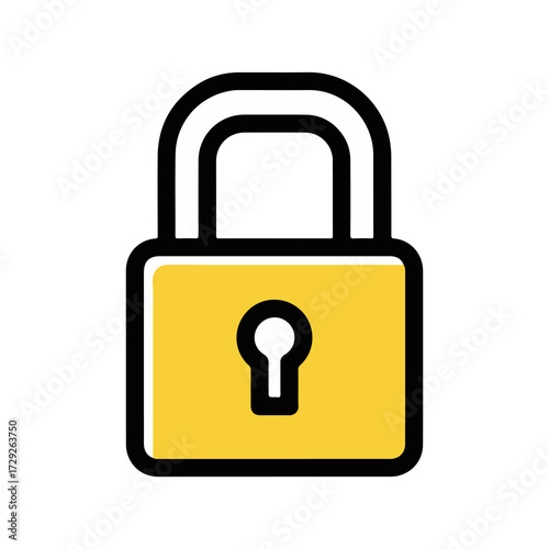 Bright yellow padlock icon illustrating digital security, privacy, and online protection. Essential symbol for secure access, confidential data, and cyber defense systems