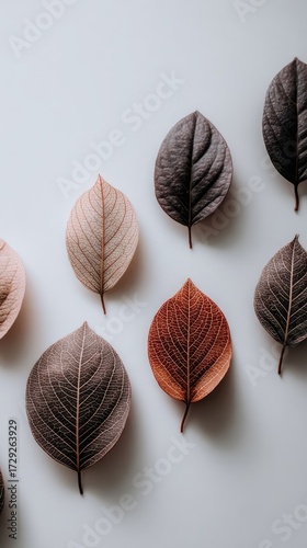 The leaves of various colors