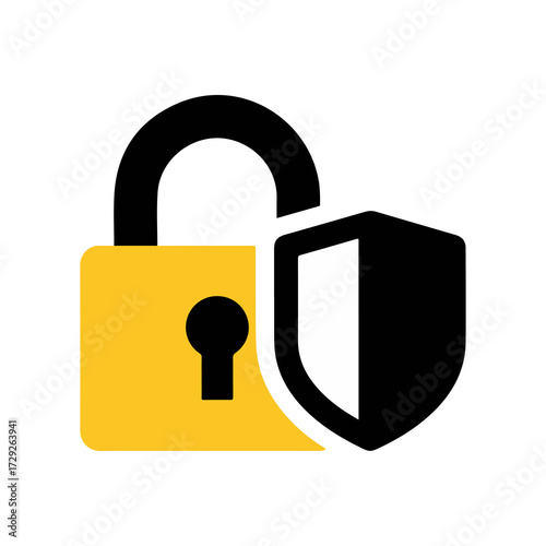 Secure Data Protection Lock and Shield Icon Illustrates Privacy and Security Measures