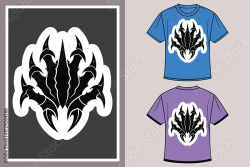 Claw graphic design blue purple t shirts tshirt