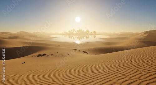 Desert Mirage - A shimmering oasis in the arid landscape.