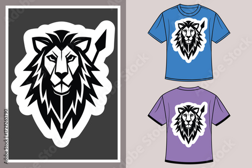 Lion head graphic blue purple t-shirts tshirt mockup