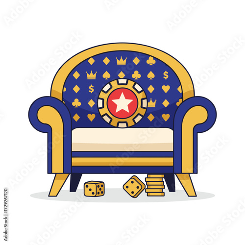 Casino armchair flat cartoon illustration